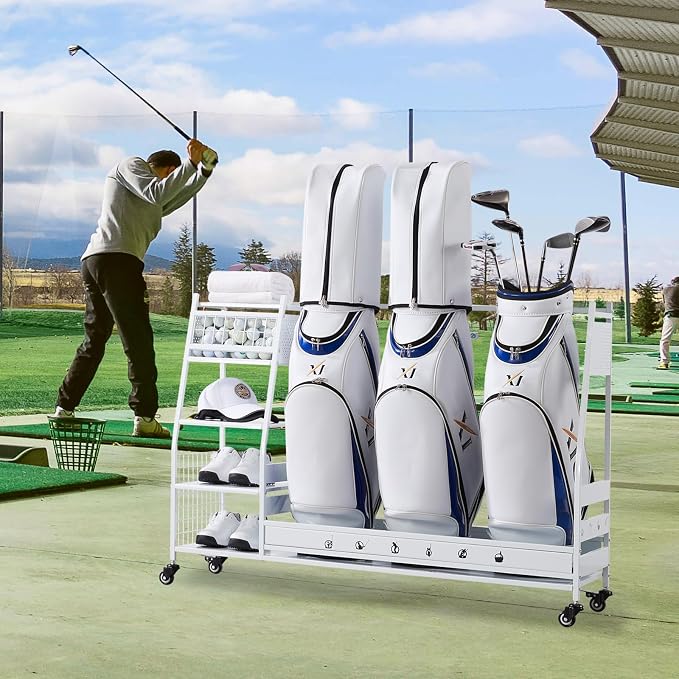 Lauren&Harold Golf Bag Organizer Garage Storage, Golf Storage Rack Stand Fits 2 - Image 5