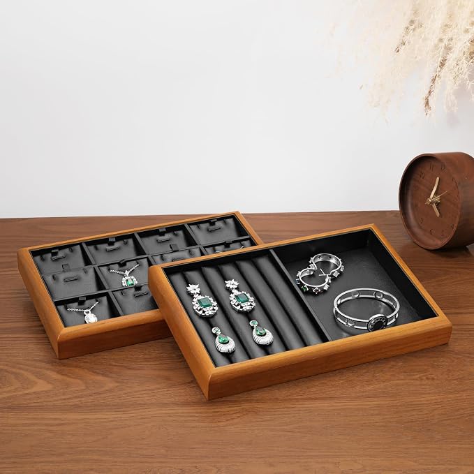 Oirlv Solid Wood Multifunctional Ring Earrings Studs Bangle Jewelry Organizer - Image 4