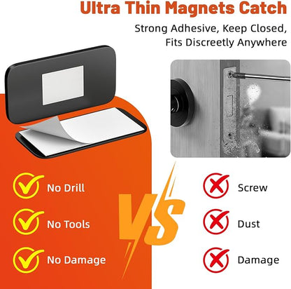 6 Pack No Drill Cabinet Magnetic Catch Black, Jiayi Ultra Thin Cabinet Door - Image 2