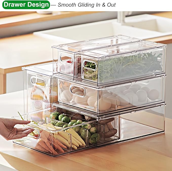 Taiuloo 3 Pack Stackable Refrigerator Organizer Bins - Image 7