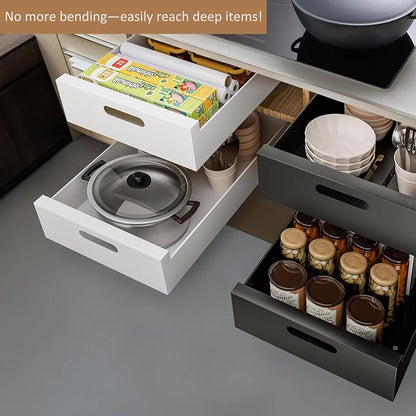 HBL' 1 Pack | 21" Deep Pull Out Cabinet Organizer Adhesive, 10-Inch Wide Sturdy - Image 6