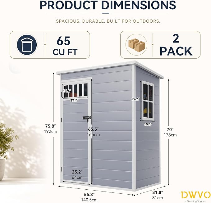 DWVO 5x3FT Outdoor Storage Shed - Image 5