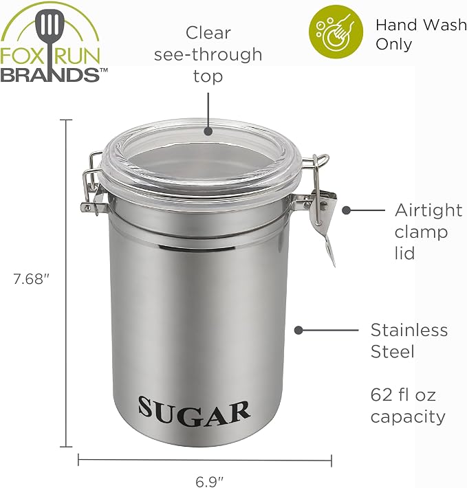 Fox Run Stainless Steel Sugar Container, 62 oz Canister - Image 6