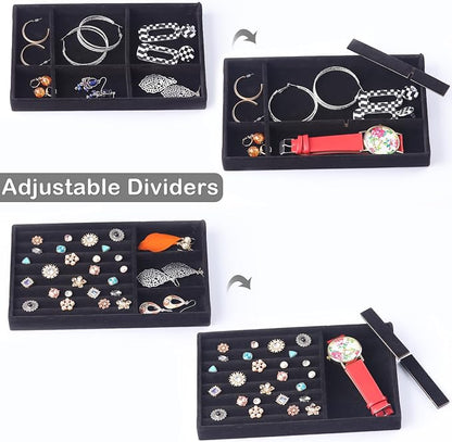 Set of 8 Velvet Jewelry Drawer Organizer Inserts, Stackable Trays - Image 3