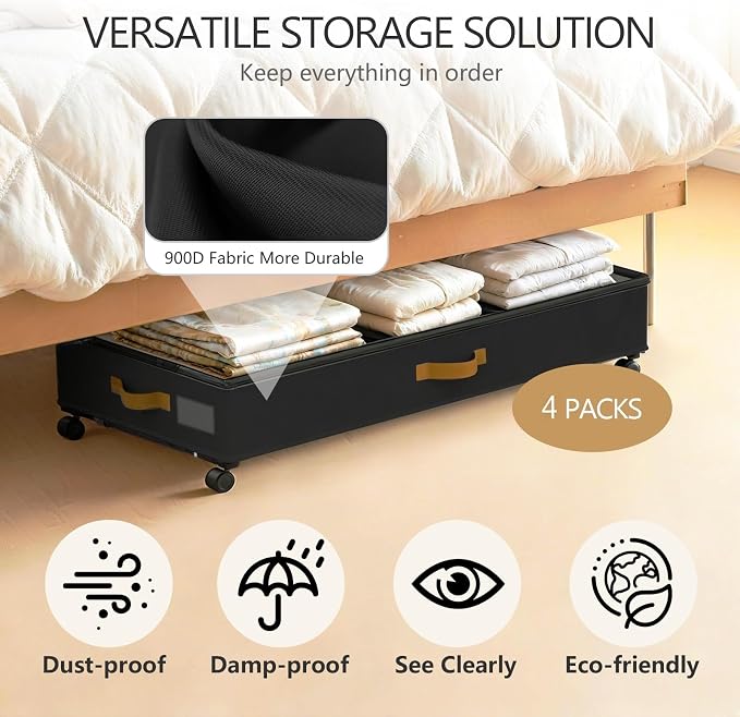 Under Bed Storage with Wheels 2-Pack, 75L XXL Under the Bed Storage Containers - Image 5