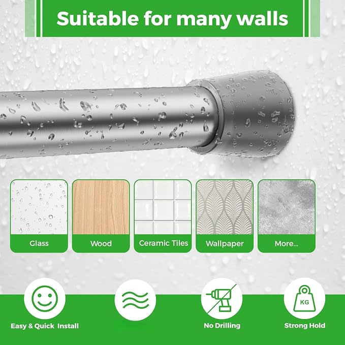 2Pack Tension Curtain Rod Silver Tension Rods 28 to 48 Inches Curtain Rods No - Image 4