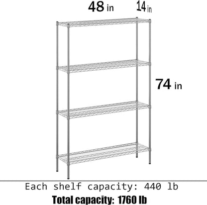 14" Deep x 48" Wide x 74" Height Wire Shelving Kit | 4-Tier | NSF Commercial - Image 3