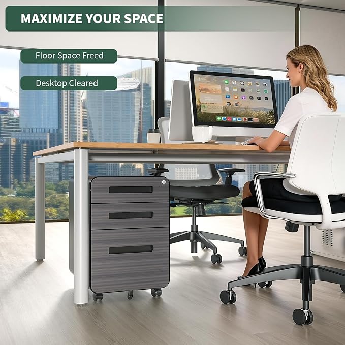 3 Drawer Mobile File Cabinet Under Desk - Image 4