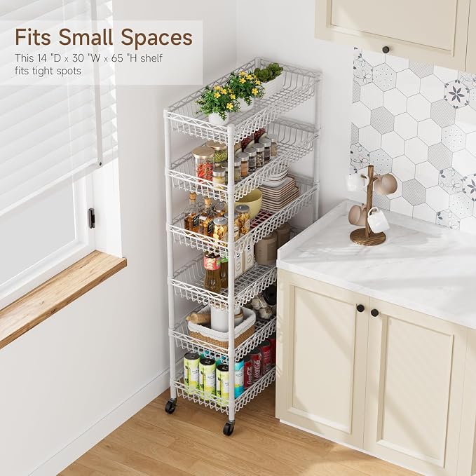 6 Shelves Storage Shelf Wire Closet Bathroom Organizers Metal Pantry Kitchen - Image 5