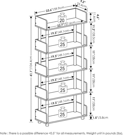 Furinno TURN-N-TUBE 5-Tier Display Shelf, Storage Shelves, Book Shelf, Open - Image 2