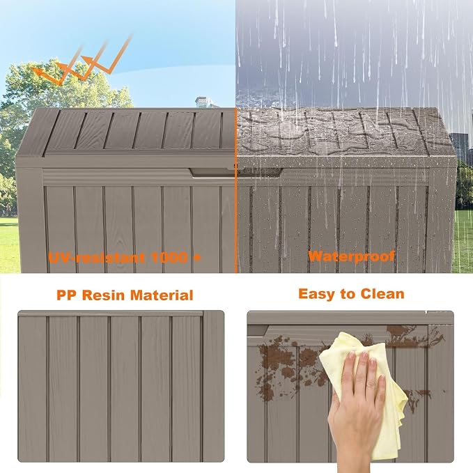 80 Gallon Resin Deck Box, Lockable Outdoor Storage Box - Image 4