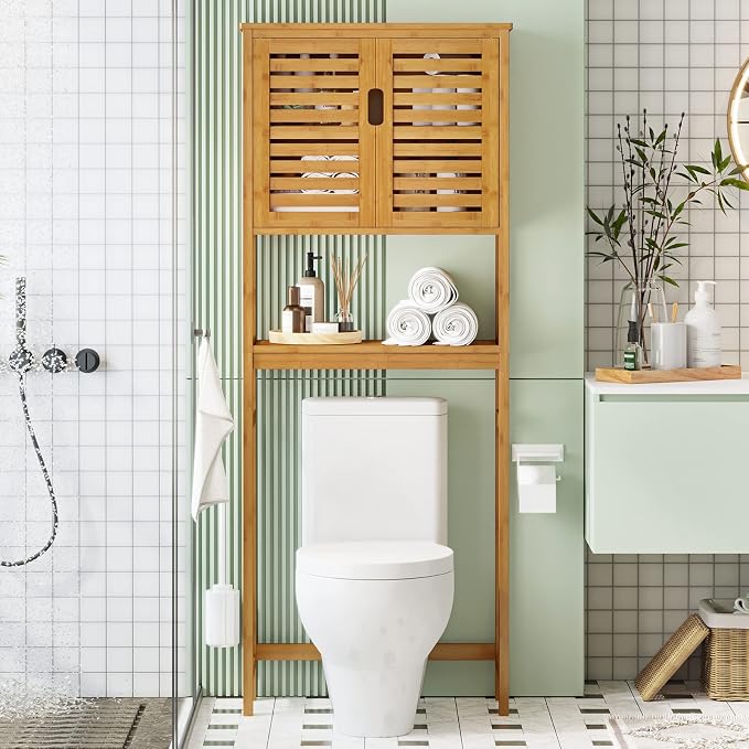 Over The Toilet Storage Cabinet, Tall Bathroom Cabinet Organizer - Image 7