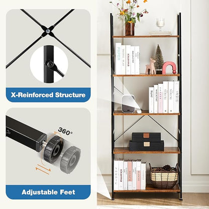 DUMOS 5 Tiers Bookshelf, Classical Modern Book Shelf, Tall Display Shelves in - Image 5