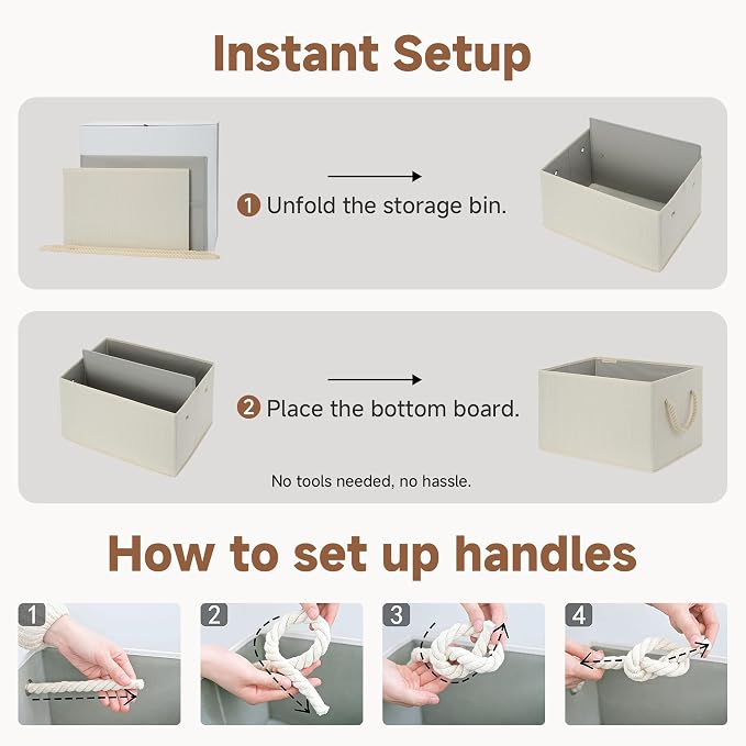 StorageWorks Storage Baskets for Shelves, Foldable Fabric Closet Storage Bins - Image 7