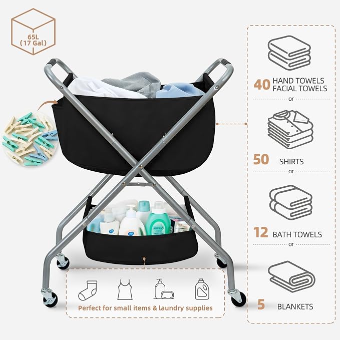STORAGE MANIAC Collapsible Laundry Cart - Image 4