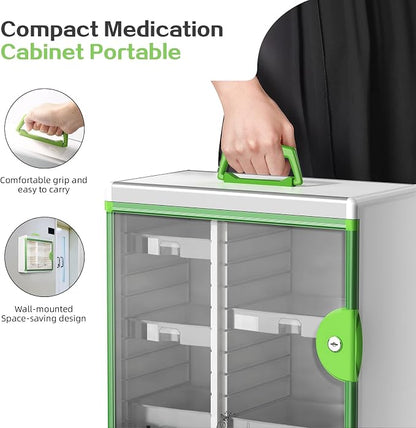 Lockable Medicine Cabinet with 5 Removable Trays, Wall Mounted & Portable - Image 5