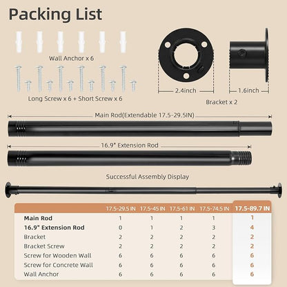 STORAGE MANIAC Closet Rods for Hanging Clothes 17.5 to 89.7 Inches Heavy Duty - Image 4