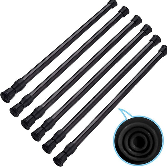 SIQUK 6 Pack Cupboard Bars Adjustable Spring Tension Rods Black Refrigerator by SIQUK