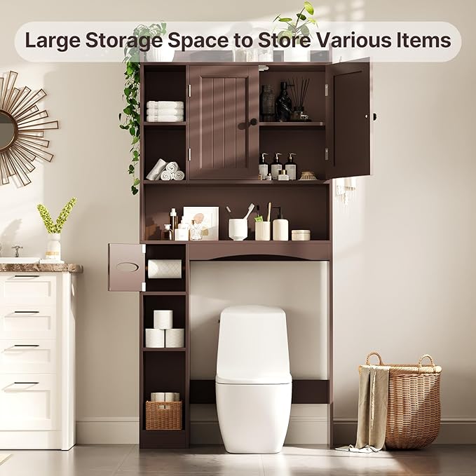 Gizoon 66''H Over The Toilet Storage Cabinet, Dark Brown | Over Toilet Storage - Image 3