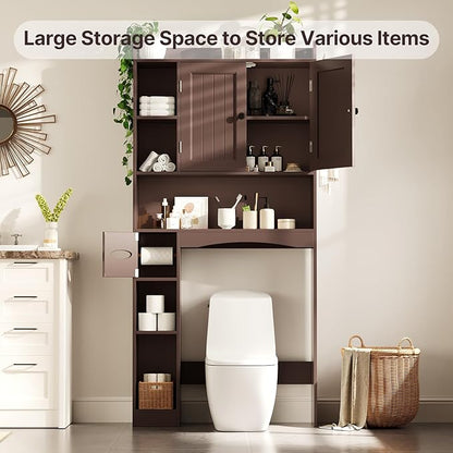 Gizoon 66''H Over The Toilet Storage Cabinet, Dark Brown | Over Toilet Storage - Image 3