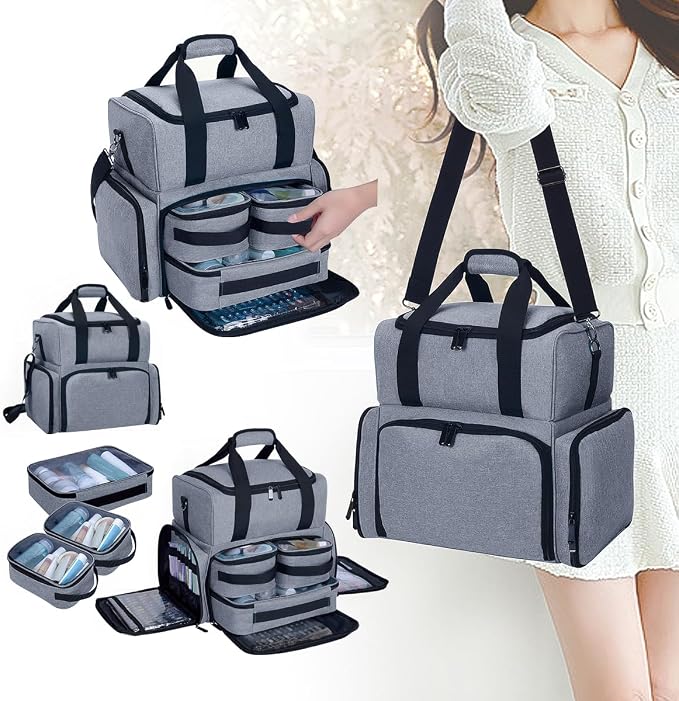 Large Makeup Cosmetic Bag with 3 Removable Case and 2 Removable Dividers Double - Image 8