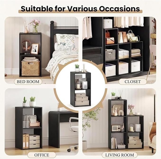 POWERSTONE 2 Cube Storage Organizer Set of 2, 2 Tier Cubby Bookshelf - Image 8