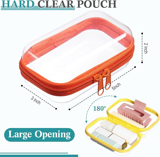 Sanwuta 6 Pcs Clear Hard Zipper Case Pencil Pouches Hard Plastic Zipper Pouches - Image 2