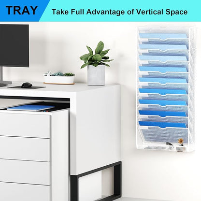 Hanging Wall File Organizer 10 Tier Wall Mounted File Holder Document Wall - Image 7