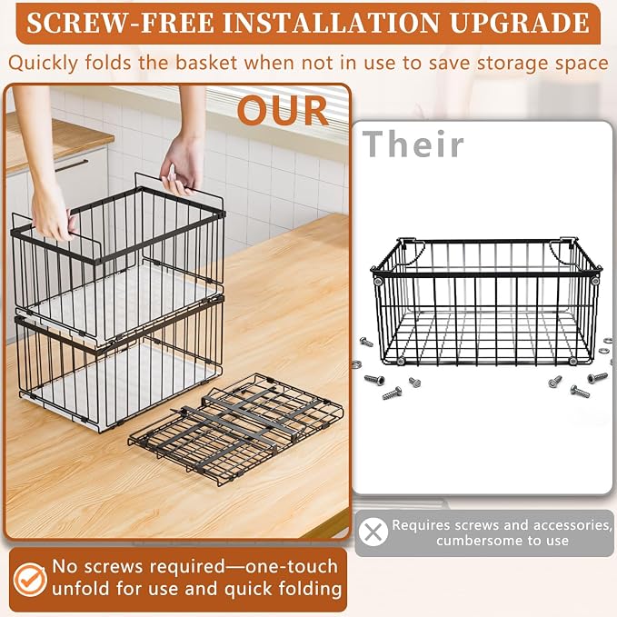 Large Freezer Organizer Bins, Upgrade Quick Expand/Collapse Feature, - Image 2
