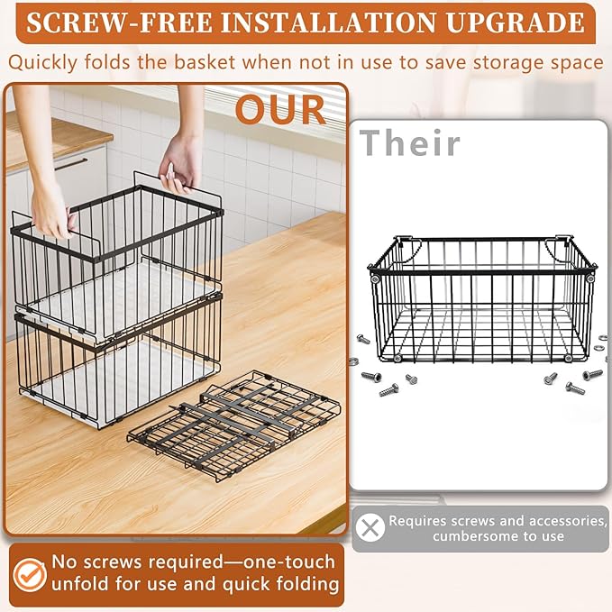 Large Freezer Organizer Bins, Upgrade Quick Expand/Collapse Feature, - Image 2