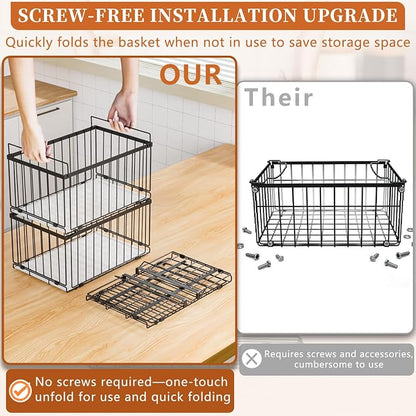Large Freezer Organizer Bins, Upgrade Quick Expand/Collapse Feature, - Image 2