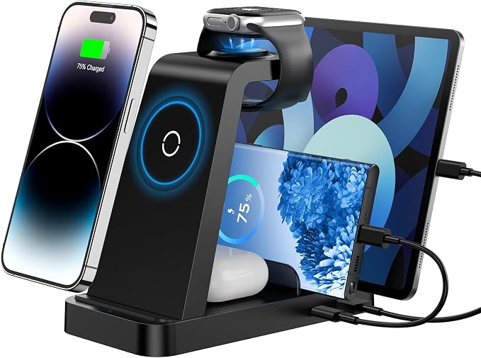Wireless Charger for iPhone - 5 in 1 Charging Station for Multiple Devices by GAUOLN