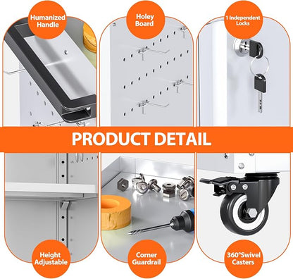 Aobabo 34.3'' H Metal Rolling Storage Cabinet, Locking Steel Storage Cabinet on - Image 6