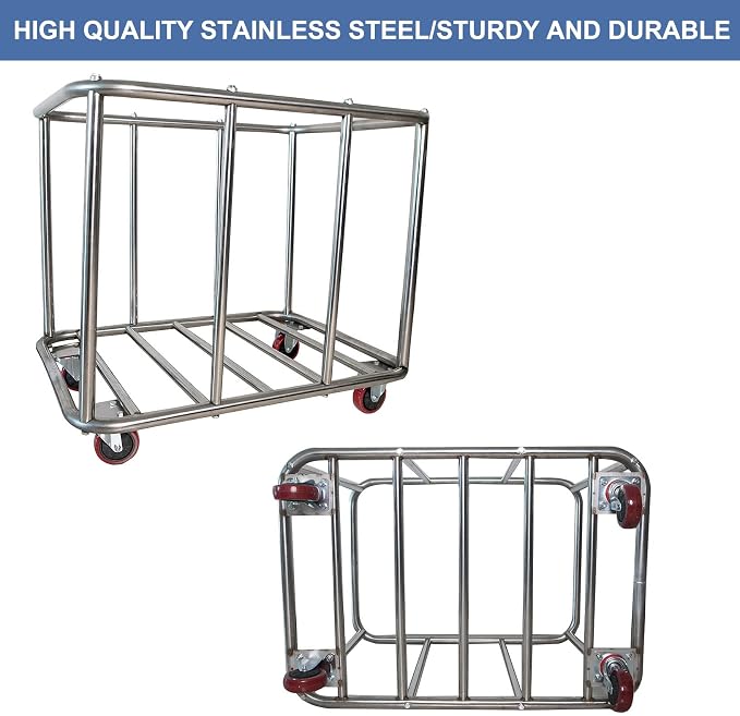 Large Laundry Cart with Wheels, Commercial Stainless Steel Heavy Duty Service - Image 4