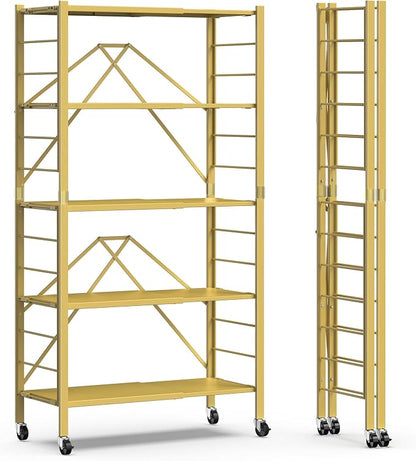 5 Tier Foldable Storage Shelves, Expandable Folding Shelving Units by Himix