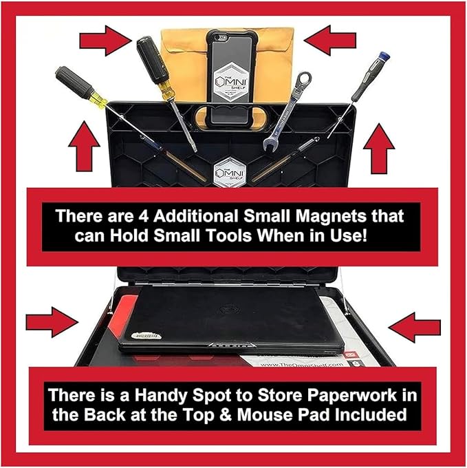 The OmniShelf Magnetic Portable Workstation + Toolbox, Computer & Laptop Stand - Image 6