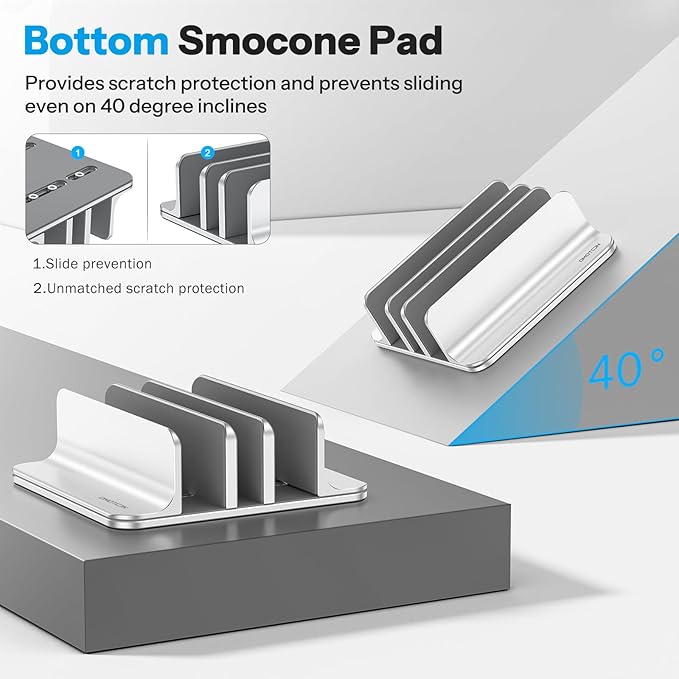 OMOTON Vertical Laptop Stand, Desktop Aluminum Mac Book Stand - Image 4