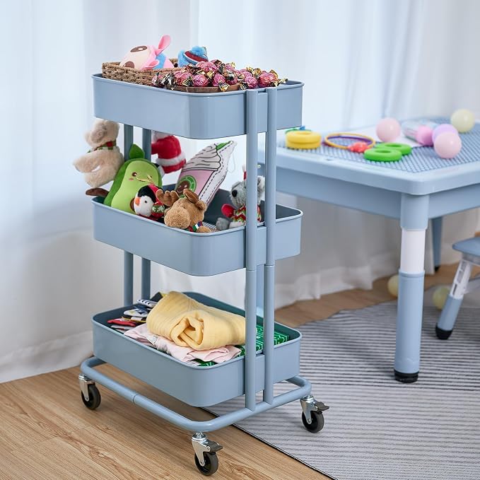 3 Tier Rolling Cart Metal Heavy Duty Utility Cart - Image 8