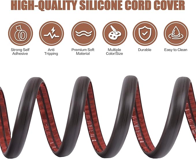 Floor Cord Cover Self Adhesive Cord Hider, 10FT Cable Management, Extension - Image 3