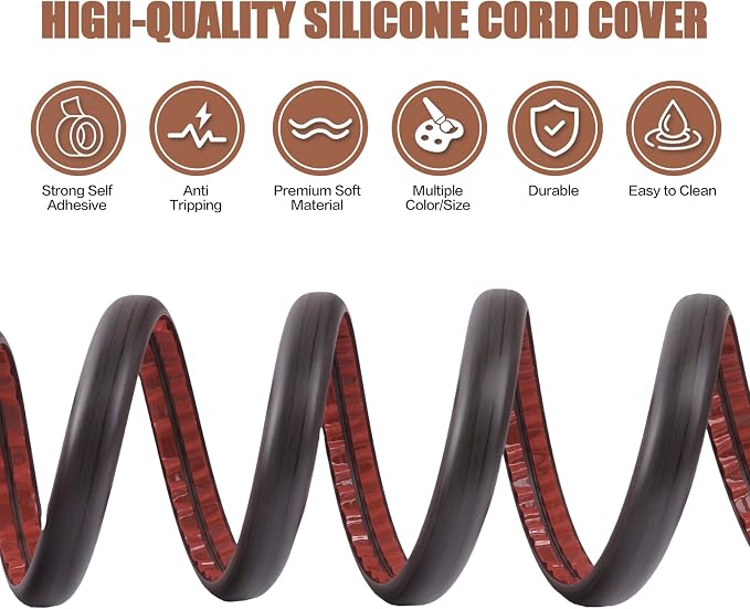 Floor Cord Cover Self Adhesive Cord Hider, 10FT Cable Management, Extension - Image 3