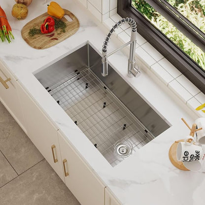 32 Inch Undermount Kitchen Sink, TECASA 18-gauge Stainless Steel Single Bowl by TECASA