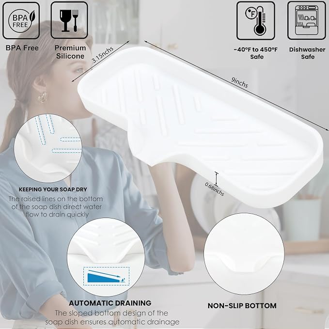 Silicone Bathroom Soap Dishes, Sponge Holder - Image 2
