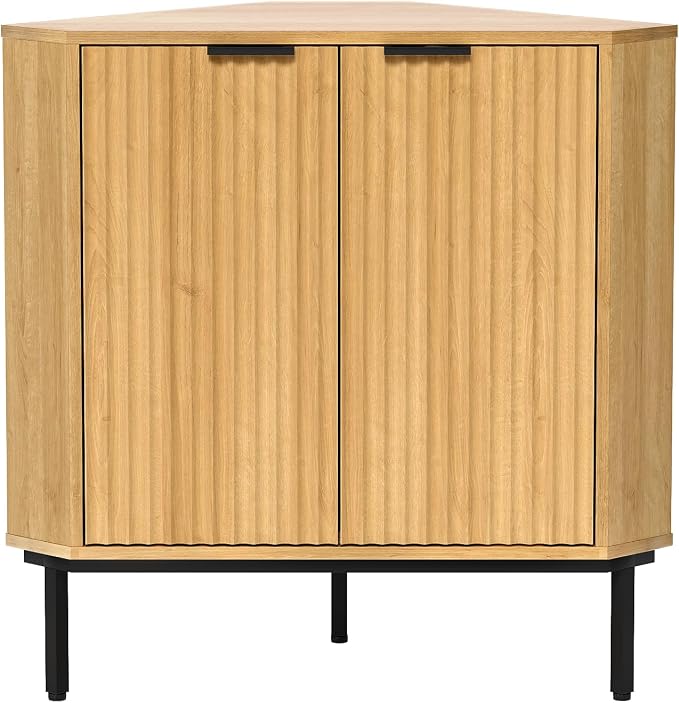 Fluted Corner Cabinet, Modern Small Corner Floor Cabinet - Image 7