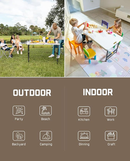 FanttikOutdoor 4ft Portable Folding Table, One-Handed Height Adjustment - Image 8