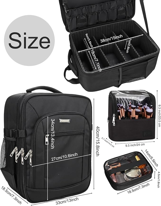 TANTO Makeup Backpack Makeup Artist Bag Professional Extra Large Cosmetic Bags - Image 4