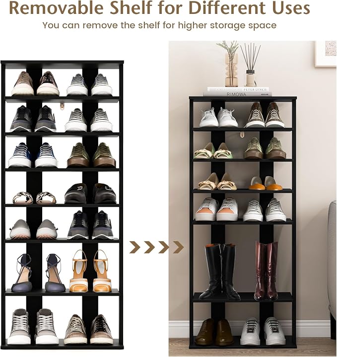 Tangkula 8-Tier Vertical Shoe Rack, Space-Saving Corner Shoe Organizer - Image 5