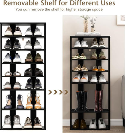 Tangkula 8-Tier Vertical Shoe Rack, Space-Saving Corner Shoe Organizer - Image 5