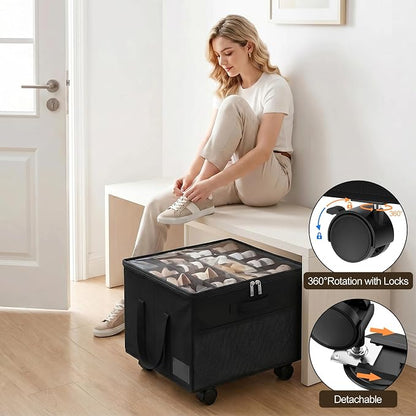 Large Shoe Organizer for Closet, 16 Pairs Shoe Storage Box - Image 3