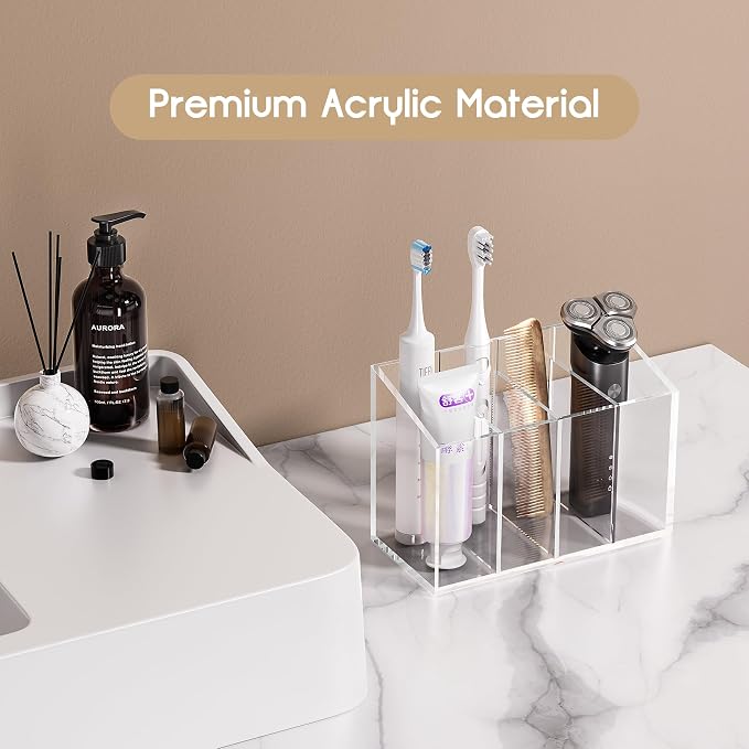 Acina 2PCS Clear Makeup Brush Holder Organizer, Acrylic Cosmetic Brushes Storage - Image 2