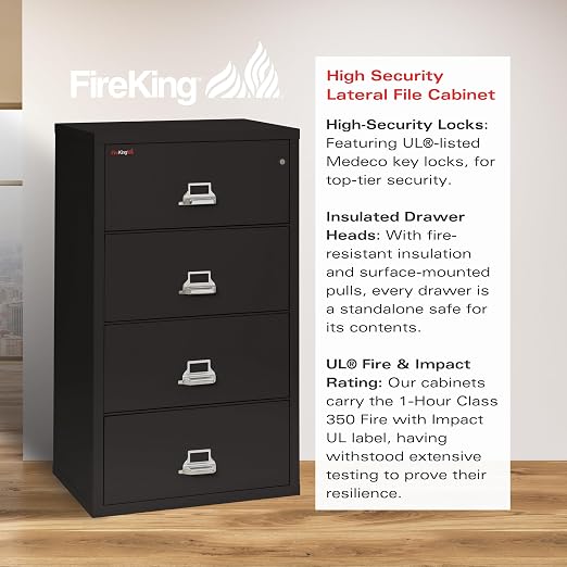 FireKing Lateral 4 Drawer Legal and Letter Fire Safe File Cabinet - Image 3